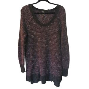Free People Oversized Cozy Dark Purple Pullover Sweater Size Extra Small